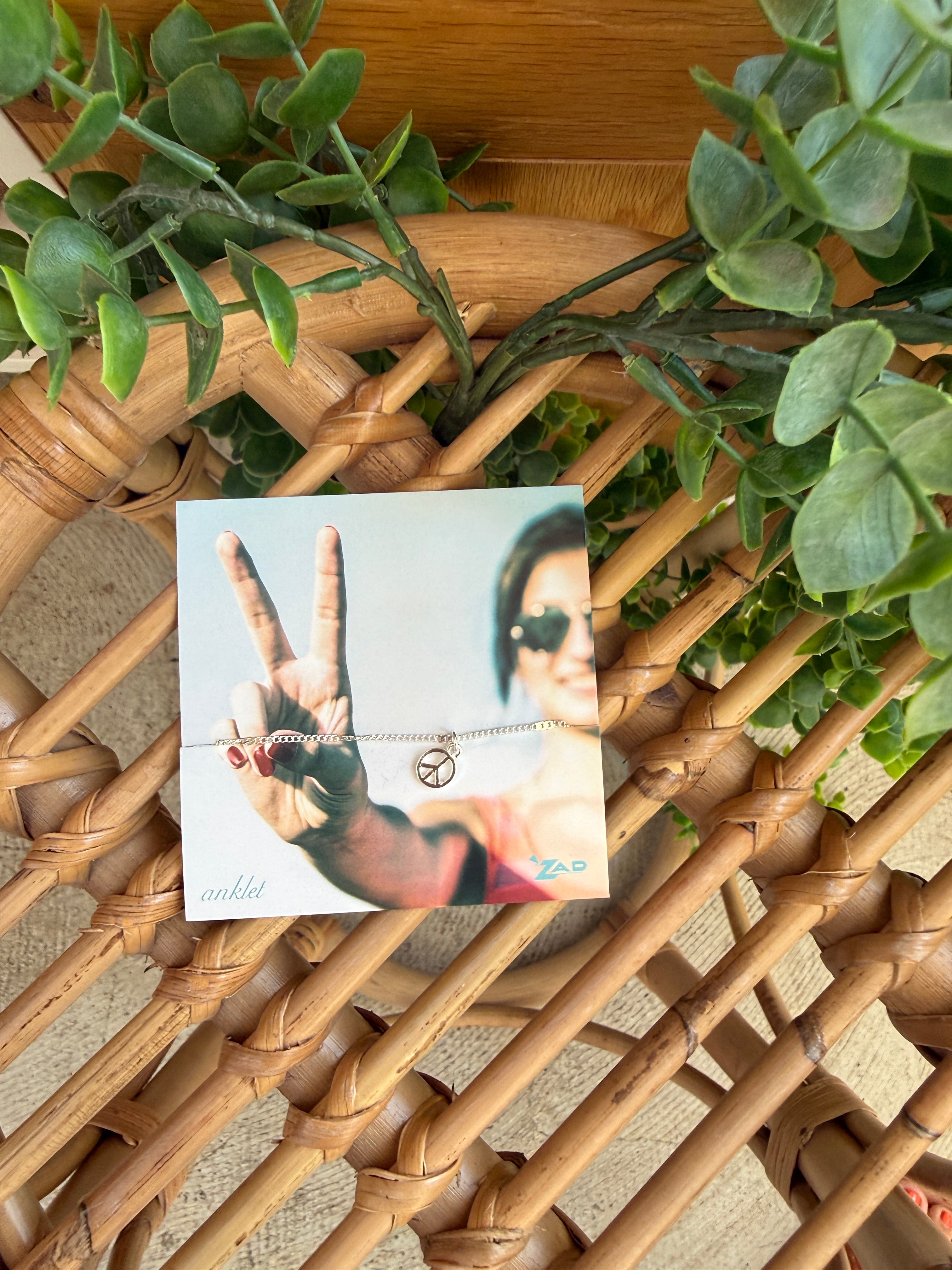 Peace Sign Charm Anklet-Silver-Bracelets-zad-The Silo Boutique, Women's Fashion Boutique Located in Warren and Grand Forks North Dakota