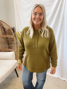 Laguna Hooded Sweatshirt-Olive Green-Final Sale-Sweatshirts-mono b-The Silo Boutique, Women's Fashion Boutique Located in Warren and Grand Forks North Dakota