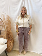 Washed Choco Corduroy Trouser Pants-Final Sale-Pants-mystree-The Silo Boutique, Women's Fashion Boutique Located in Warren and Grand Forks North Dakota