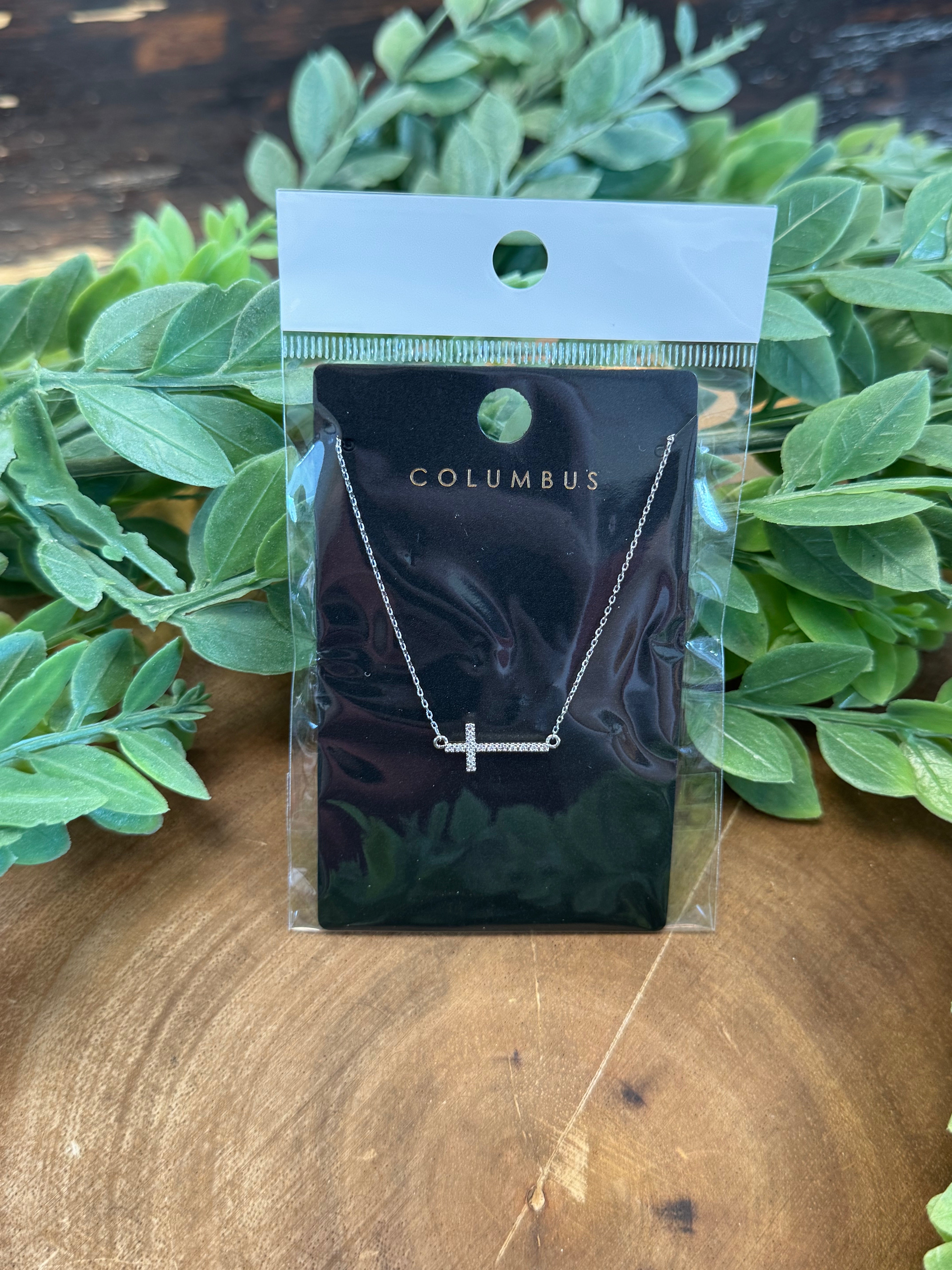 Edin Silver Cross Necklace-Necklaces-fame-The Silo Boutique, Women's Fashion Boutique Located in Warren and Grand Forks North Dakota