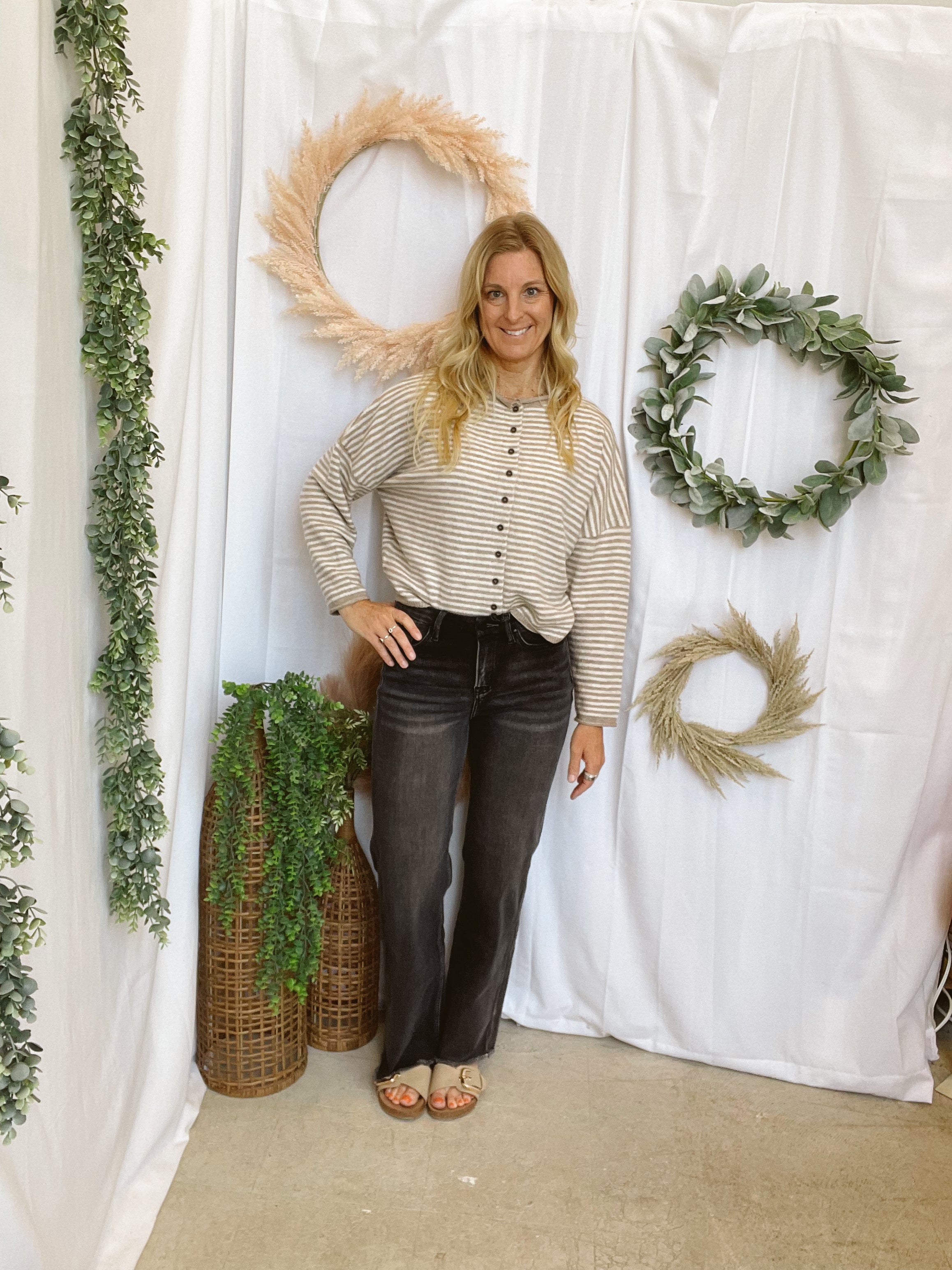 Jesse Striped Cardigan-Light Mocha-Cardigans-joa-The Silo Boutique, Women's Fashion Boutique Located in Warren and Grand Forks North Dakota