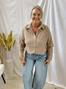 Taupe Striped Long Sleeve Top-Final Sale-Long Sleeve Tops-promesa-The Silo Boutique, Women's Fashion Boutique Located in Warren and Grand Forks North Dakota