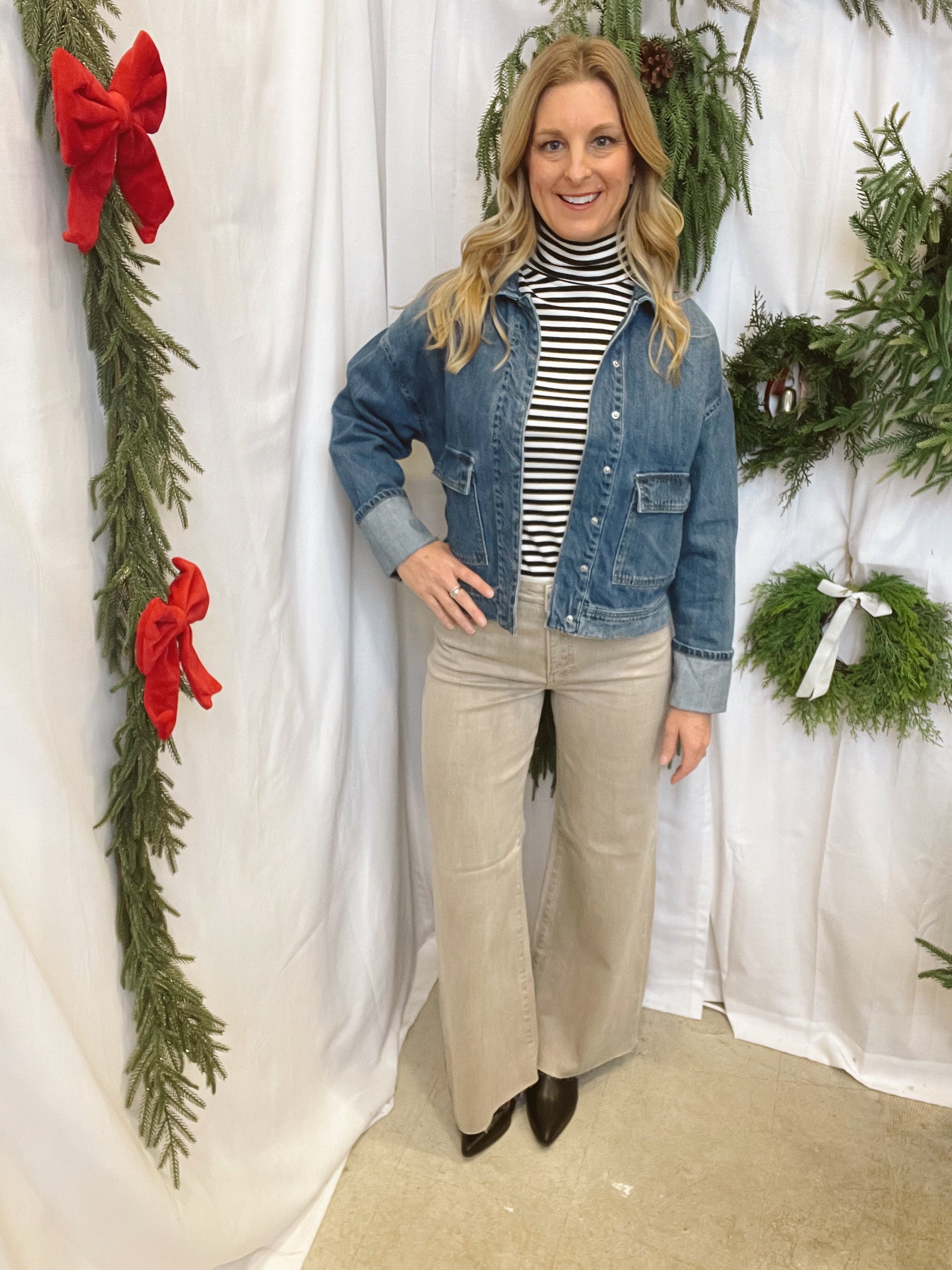 Risen Wash Cargo Pocket Denim Jacket-Coats & Jackets-risen-The Silo Boutique, Women's Fashion Boutique Located in Warren and Grand Forks North Dakota