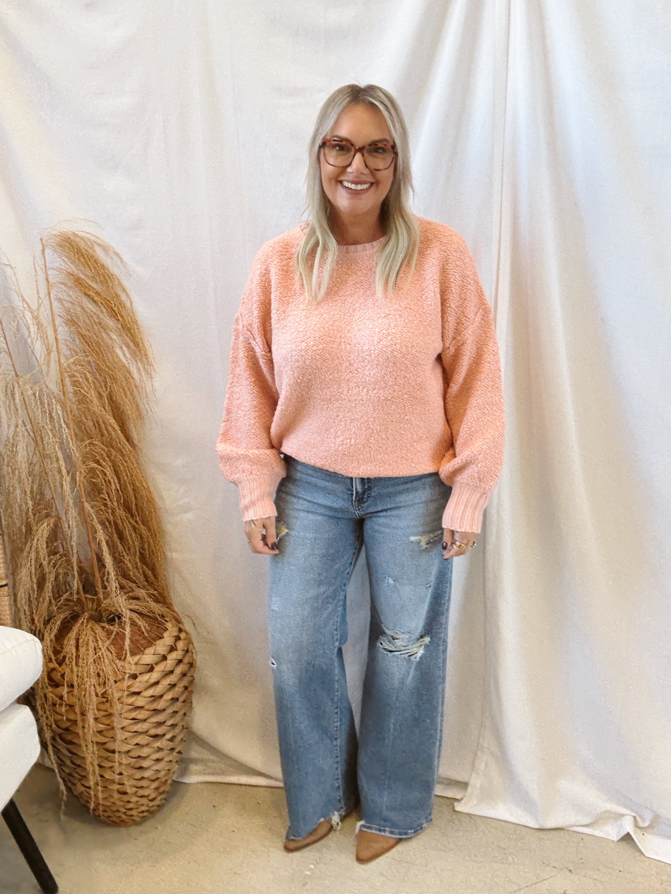 Sadie & Sage Karlie Sweater-Coral-Final Sale-Sweaters-sadie sage-The Silo Boutique, Women's Fashion Boutique Located in Warren and Grand Forks North Dakota