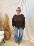 Sadie & Sage Karlie Sweater-Dark Brown-Sweaters-sadie sage-The Silo Boutique, Women's Fashion Boutique Located in Warren and Grand Forks North Dakota