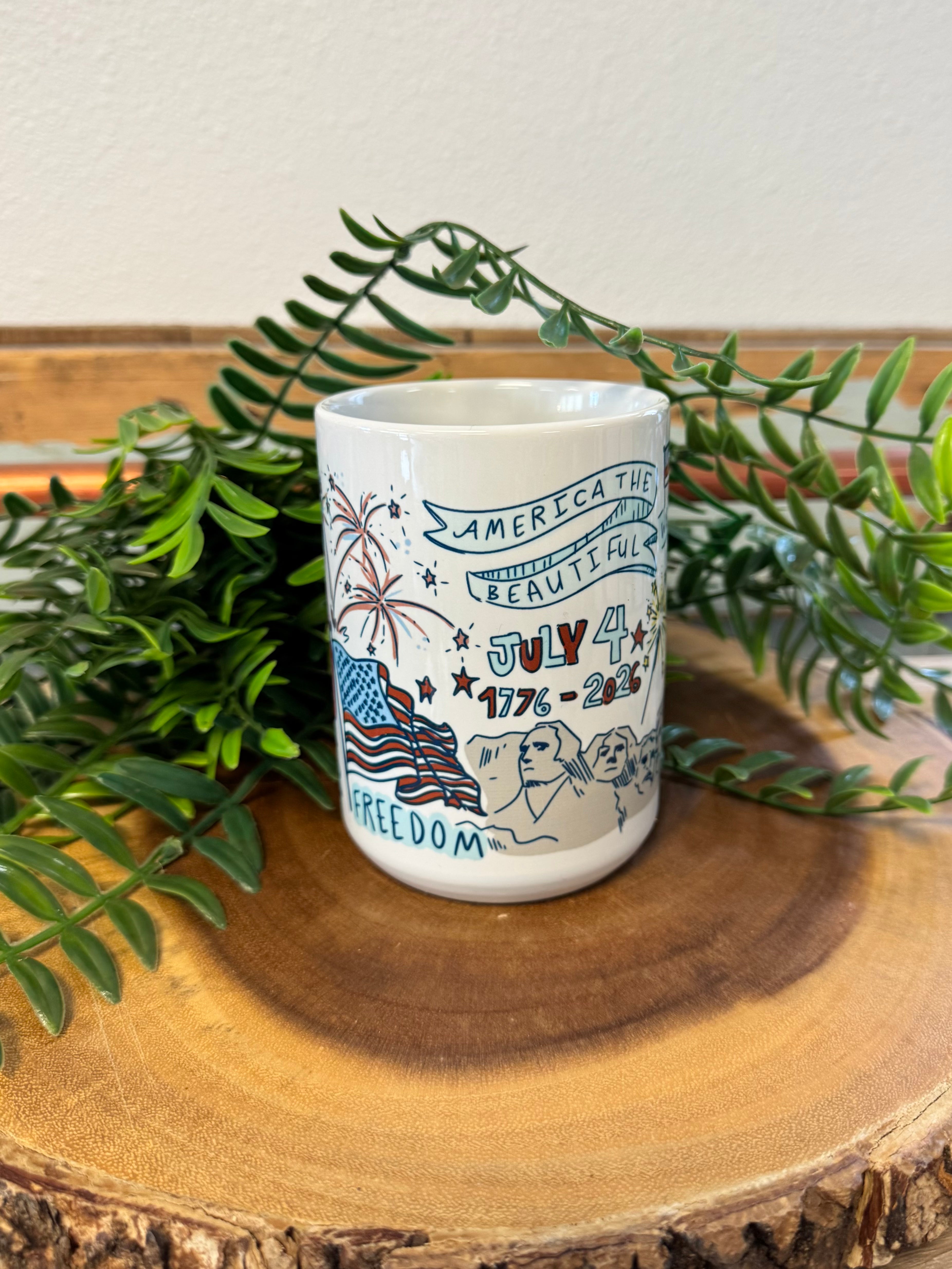 USA 250th Mug-Coffee Mugs-ivory and sage-The Silo Boutique, Women's Fashion Boutique Located in Warren and Grand Forks North Dakota