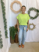 Macey Short Sleeve Top-Lime-Short Sleeve Tops-ENTRO-The Silo Boutique, Women's Fashion Boutique Located in Warren and Grand Forks North Dakota