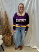 Minnesota Purple and Yellow Sweater-Sweaters-tea and Rose-The Silo Boutique, Women's Fashion Boutique Located in Warren and Grand Forks North Dakota