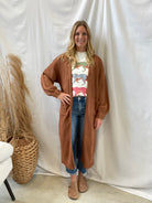 Panache Long Cardigan-Rust-Cardigans-panache-The Silo Boutique, Women's Fashion Boutique Located in Warren and Grand Forks North Dakota