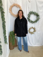 Mono B Malibu Shacket-Black-Coats & Jackets-mono b-The Silo Boutique, Women's Fashion Boutique Located in Warren and Grand Forks North Dakota