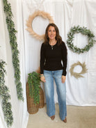 Mono B Elise Long Sleeve Top-Black-Long Sleeve Tops-mono b-The Silo Boutique, Women's Fashion Boutique Located in Warren and Grand Forks North Dakota