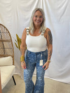 Ribbed Buckle Tank Top Bodysuit-White-Tank Tops-blue B-The Silo Boutique, Women's Fashion Boutique Located in Warren and Grand Forks North Dakota