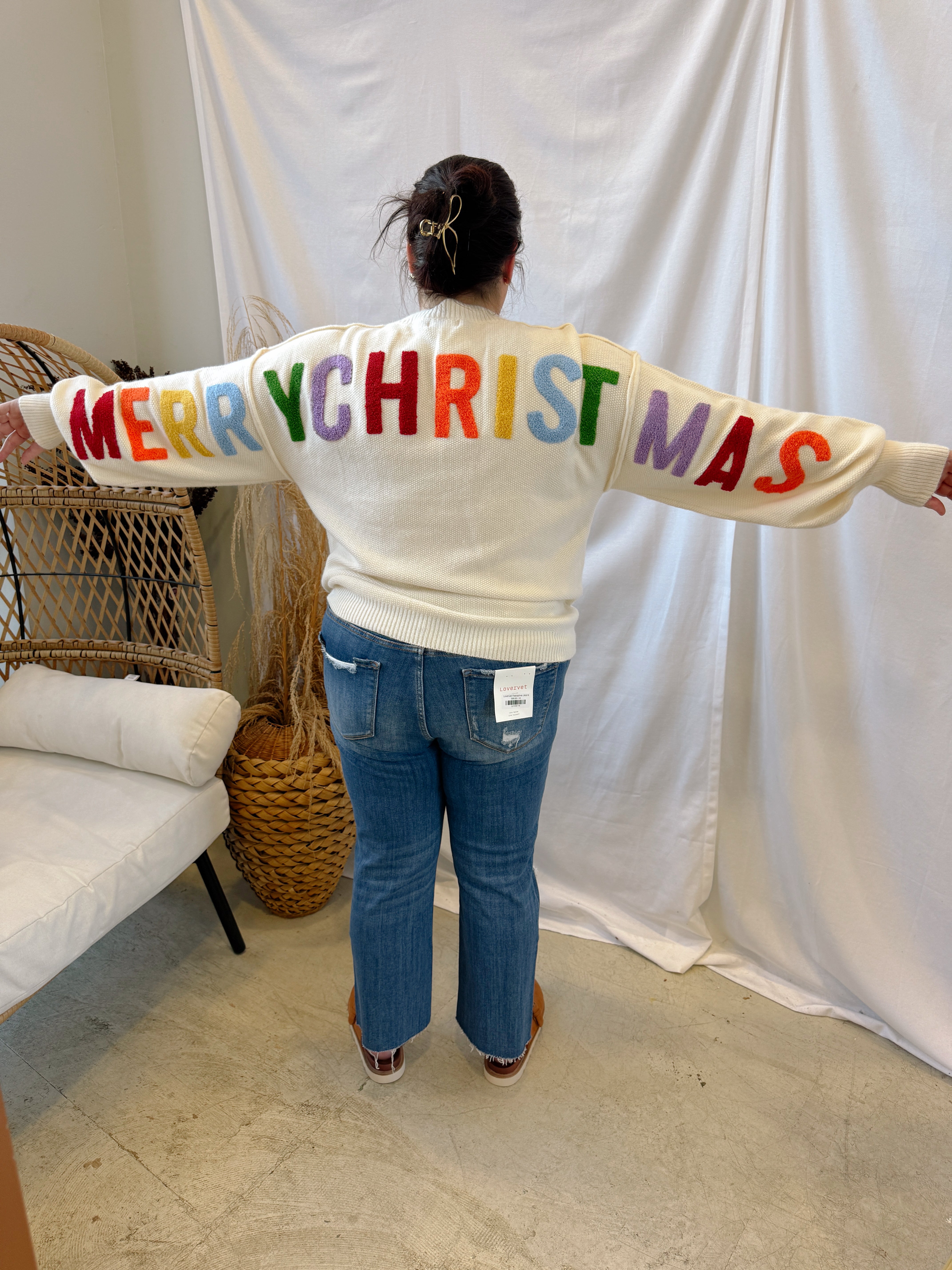 Merry Christmas Cream Sweater-Final Sale-Sweaters-mello-The Silo Boutique, Women's Fashion Boutique Located in Warren and Grand Forks North Dakota