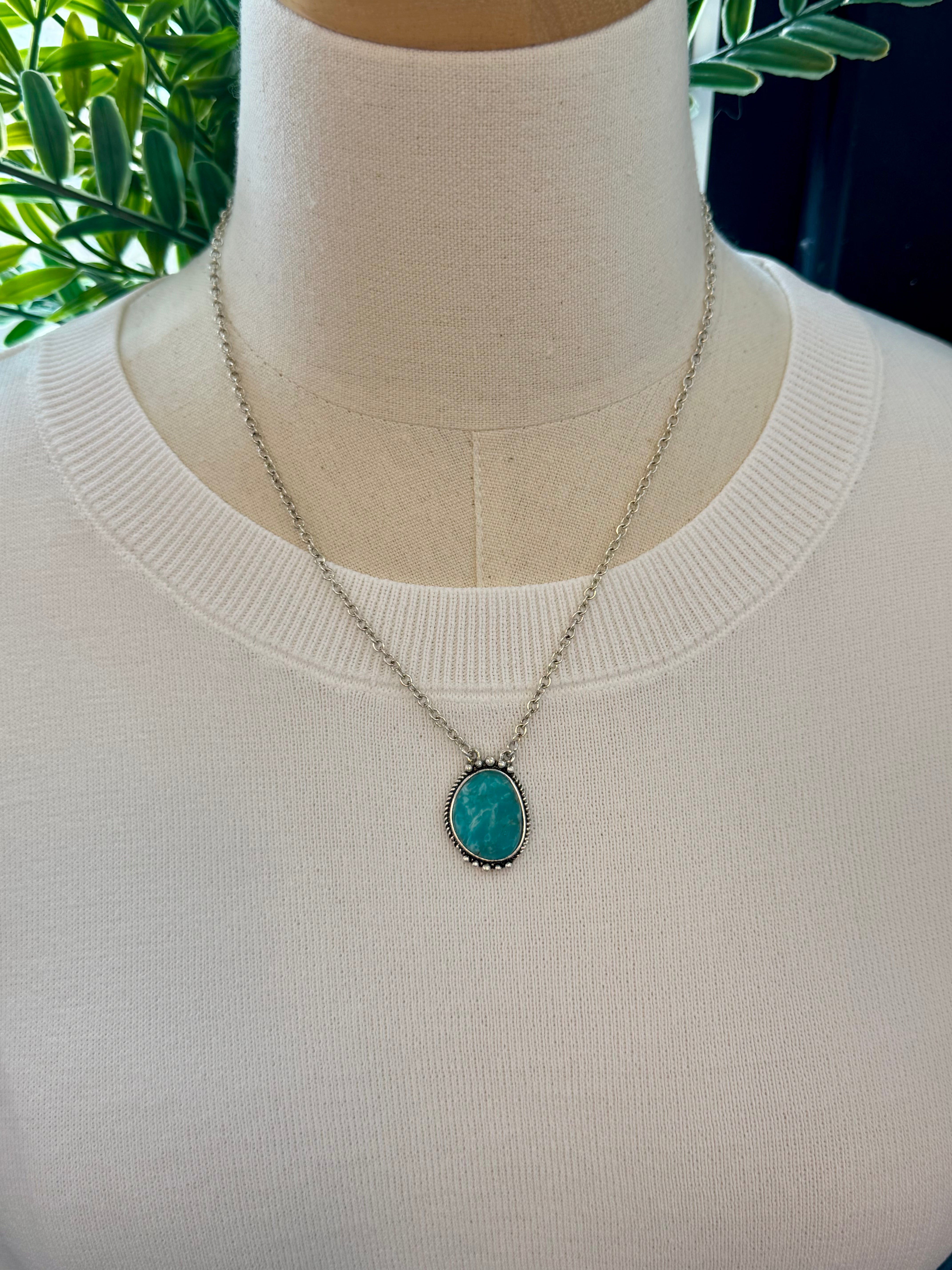 Silver Turquoise Necklace-Necklaces-Dallas Market-The Silo Boutique, Women's Fashion Boutique Located in Warren and Grand Forks North Dakota