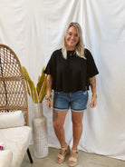 Zen Short Sleeve Crop Top-Black-Short Sleeve Tops-Zenana-The Silo Boutique, Women's Fashion Boutique Located in Warren and Grand Forks North Dakota