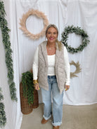 Mono B Quilted Vest-Stone-Sweatshirts-mono b-The Silo Boutique, Women's Fashion Boutique Located in Warren and Grand Forks North Dakota