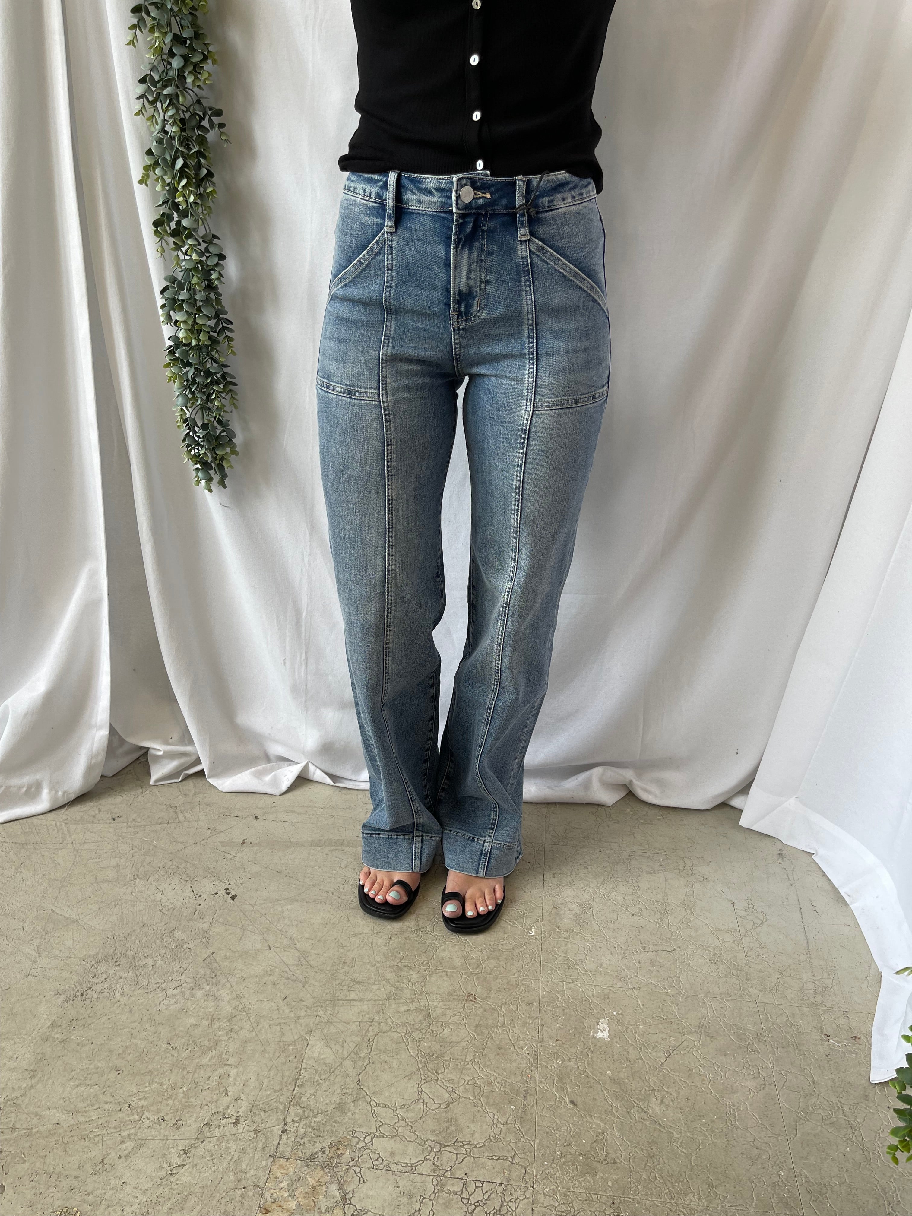Mica Regent Blue Trouser Jeans-Jeans-mica-The Silo Boutique, Women's Fashion Boutique Located in Warren and Grand Forks North Dakota