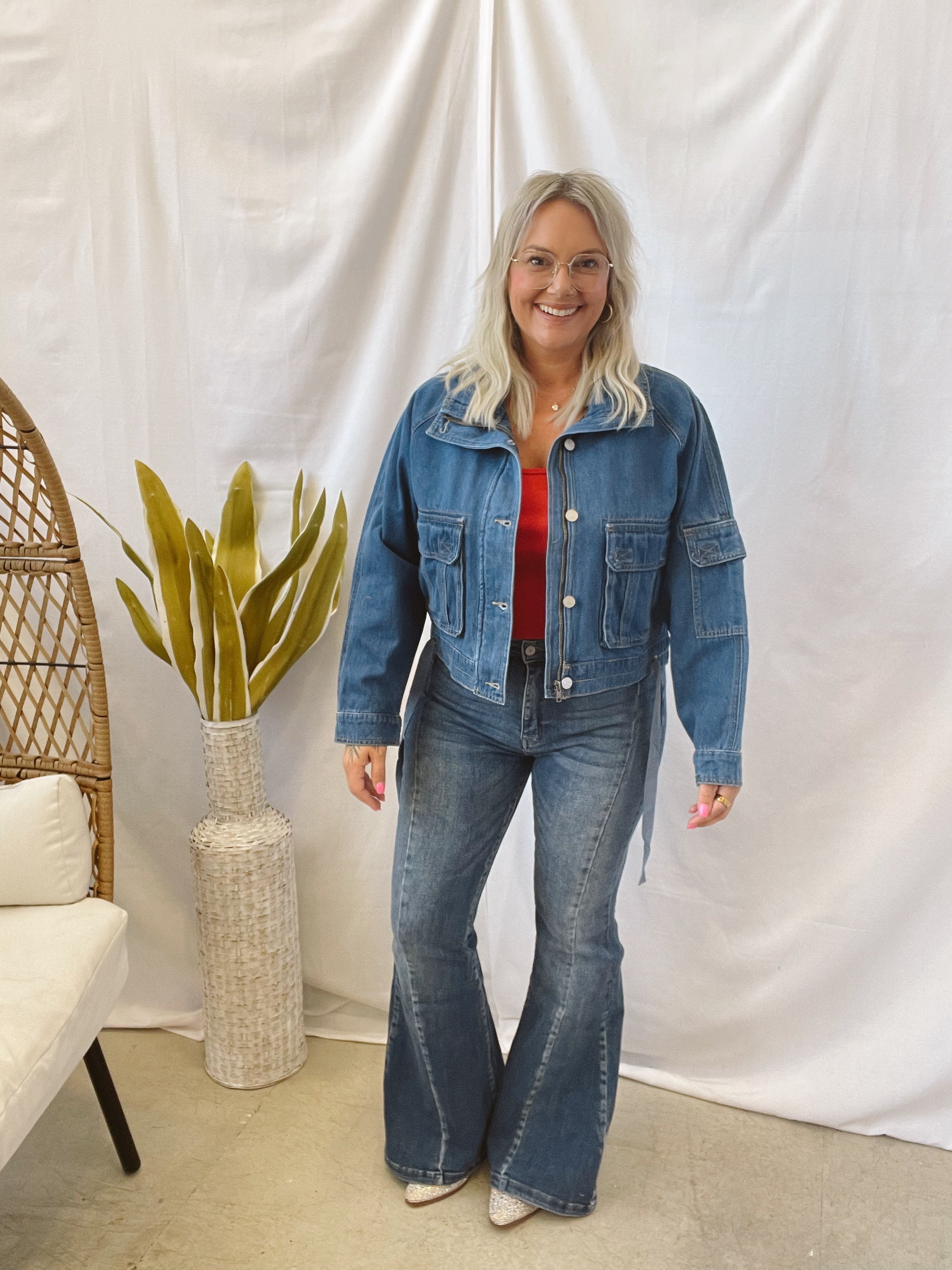 KanCan Denim Windbreaker Jacket-Coats & Jackets-Kancan-The Silo Boutique, Women's Fashion Boutique Located in Warren and Grand Forks North Dakota