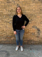 Cool V-Neck Long Sleeve Sweater-Black-Final Sale-Sweaters-be cool-The Silo Boutique, Women's Fashion Boutique Located in Warren and Grand Forks North Dakota