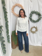 Lindsey Ribbed Long Sleeve Top-Ivory-Long Sleeve Tops-staccato-The Silo Boutique, Women's Fashion Boutique Located in Warren and Grand Forks North Dakota