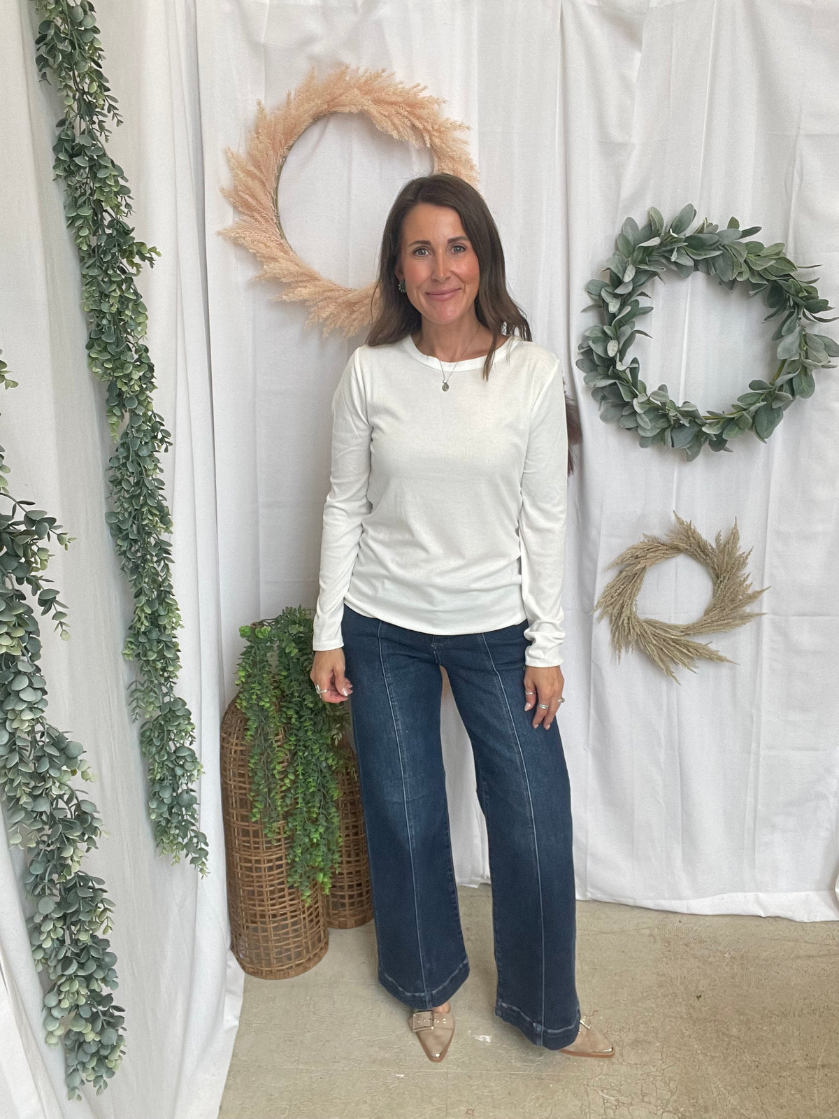 Lindsey Ribbed Long Sleeve Top-Ivory-Long Sleeve Tops-staccato-The Silo Boutique, Women's Fashion Boutique Located in Warren and Grand Forks North Dakota