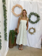 Stripe Maxi Dress-Olive-Dresses-fun2fun-The Silo Boutique, Women's Fashion Boutique Located in Warren and Grand Forks North Dakota