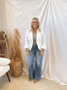 Rae Off White Blazer-Blazers-Doe and Rae-The Silo Boutique, Women's Fashion Boutique Located in Warren and Grand Forks North Dakota