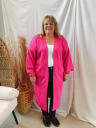 Panache Long Cardigan-Pink-Cardigans-panache-The Silo Boutique, Women's Fashion Boutique Located in Warren and Grand Forks North Dakota