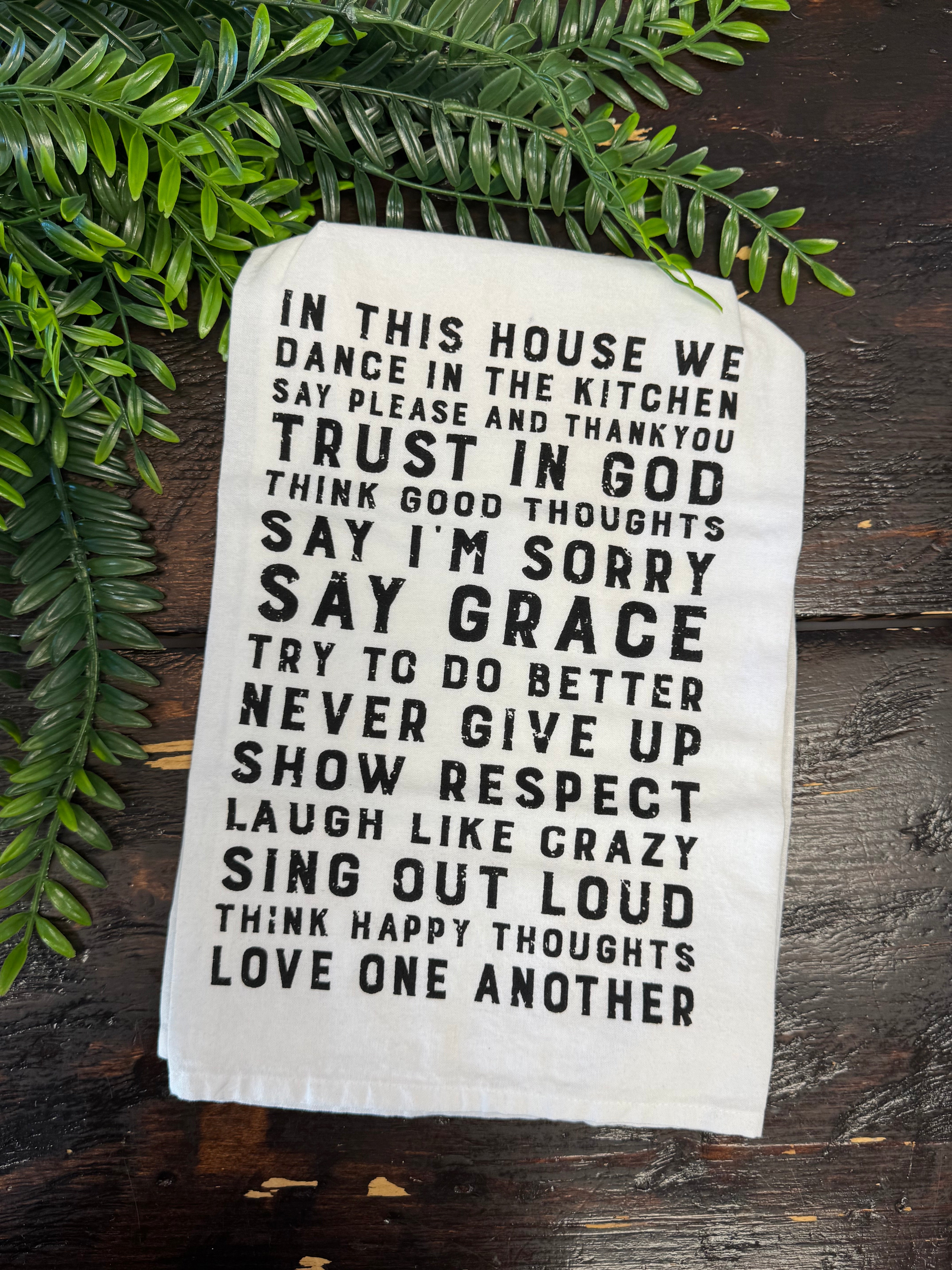 In This House Kitchen Towel-Tea Towels-primitives-The Silo Boutique, Women's Fashion Boutique Located in Warren and Grand Forks North Dakota