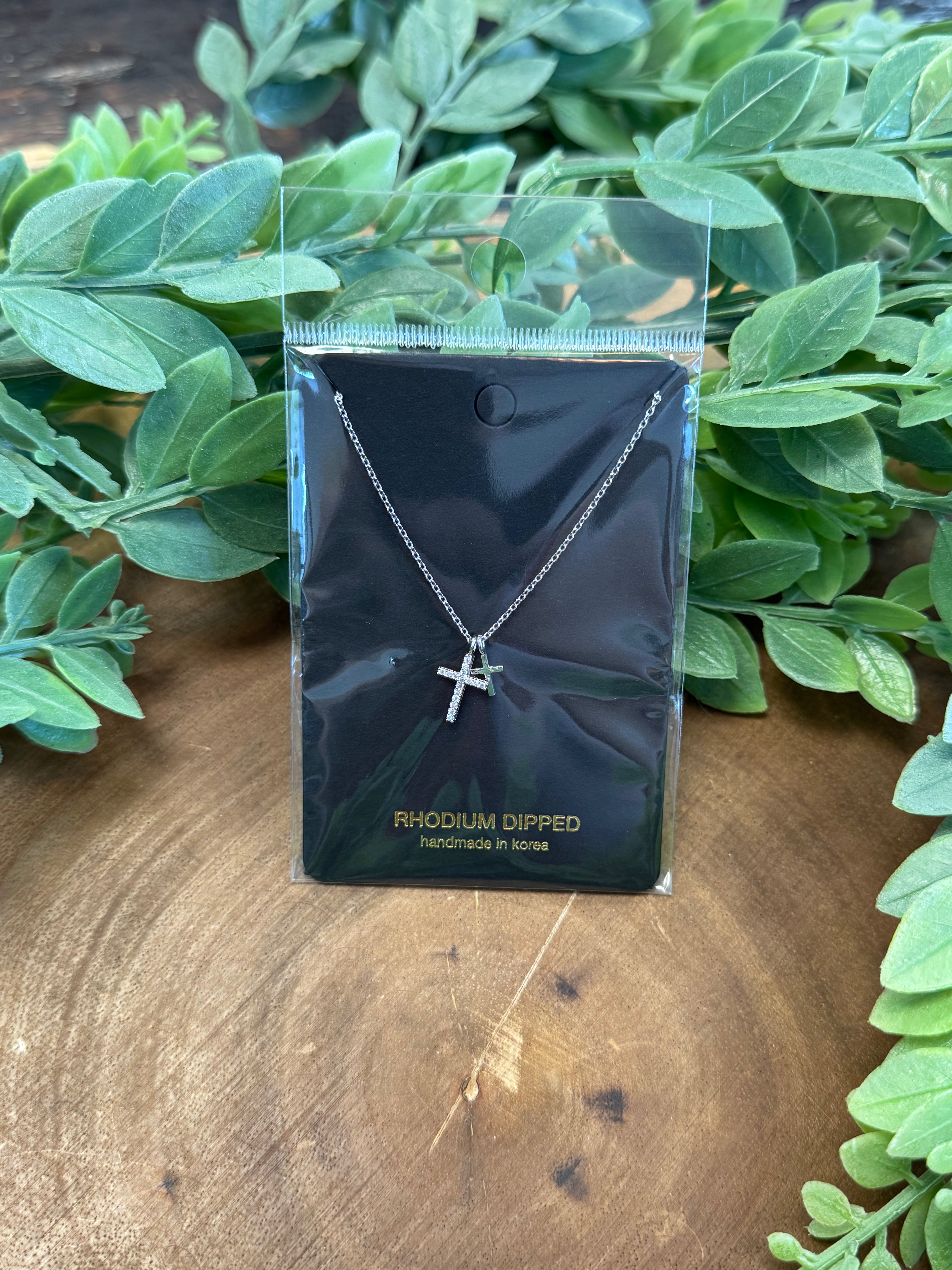 Theresa Cross Necklace-Silver-Necklaces-fame-The Silo Boutique, Women's Fashion Boutique Located in Warren and Grand Forks North Dakota