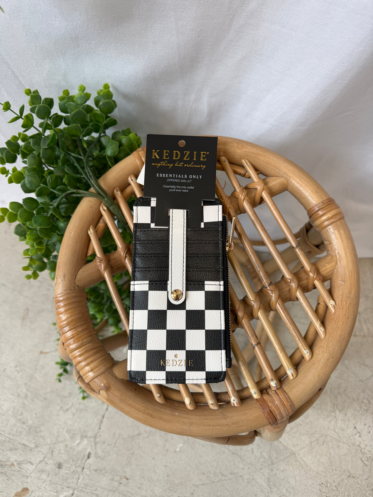 Kedzie Essentials Wallet-Black White Check-Wallets-dm-The Silo Boutique, Women's Fashion Boutique Located in Warren and Grand Forks North Dakota