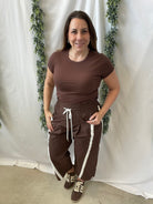 Bucket Windbreaker Pants-Brown-Pants-bucketlist-The Silo Boutique, Women's Fashion Boutique Located in Warren and Grand Forks North Dakota
