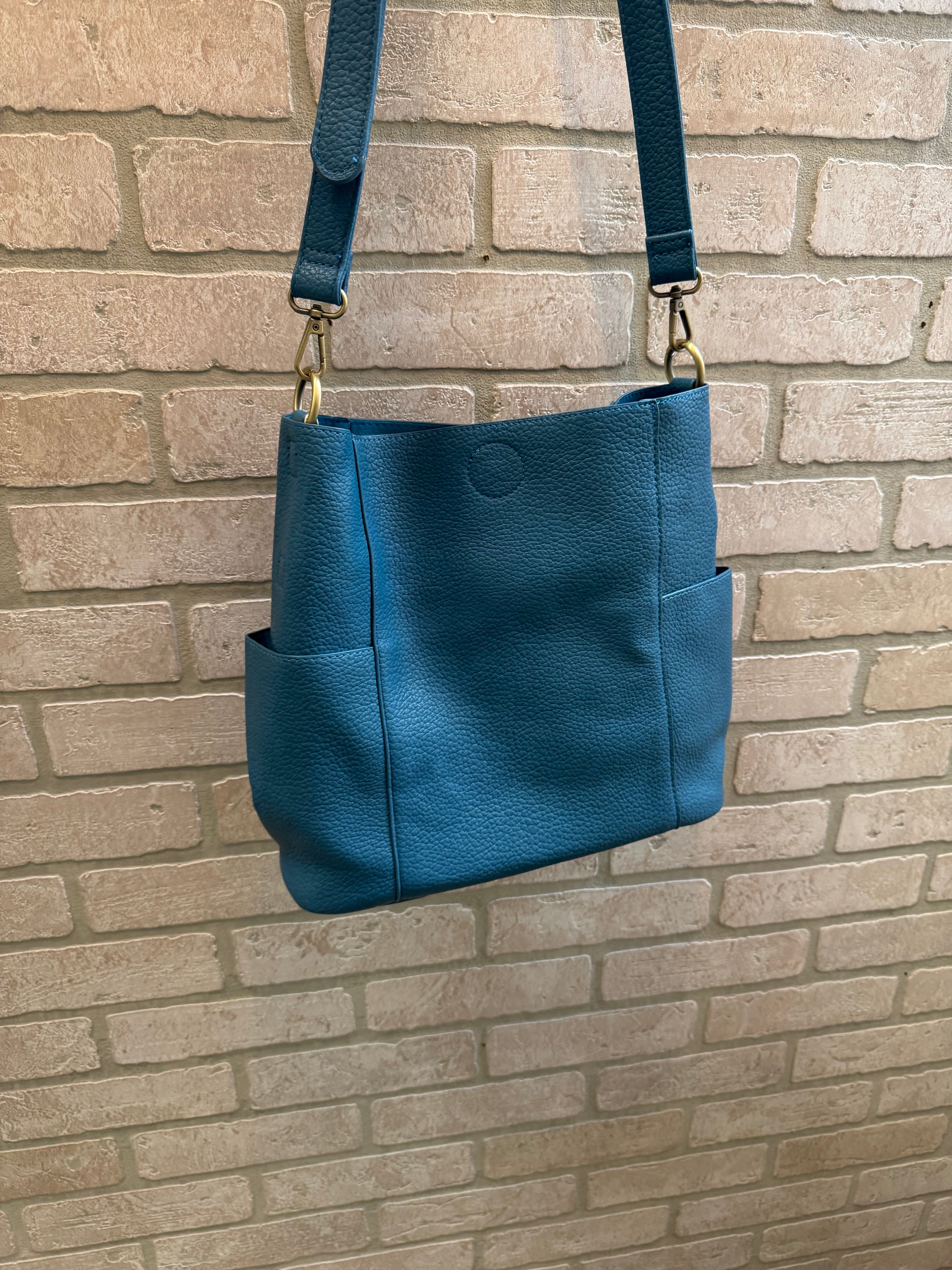 Joy Susan Kayleigh Bucket Bag-Peacock-Purses-joy susan-The Silo Boutique, Women's Fashion Boutique Located in Warren and Grand Forks North Dakota