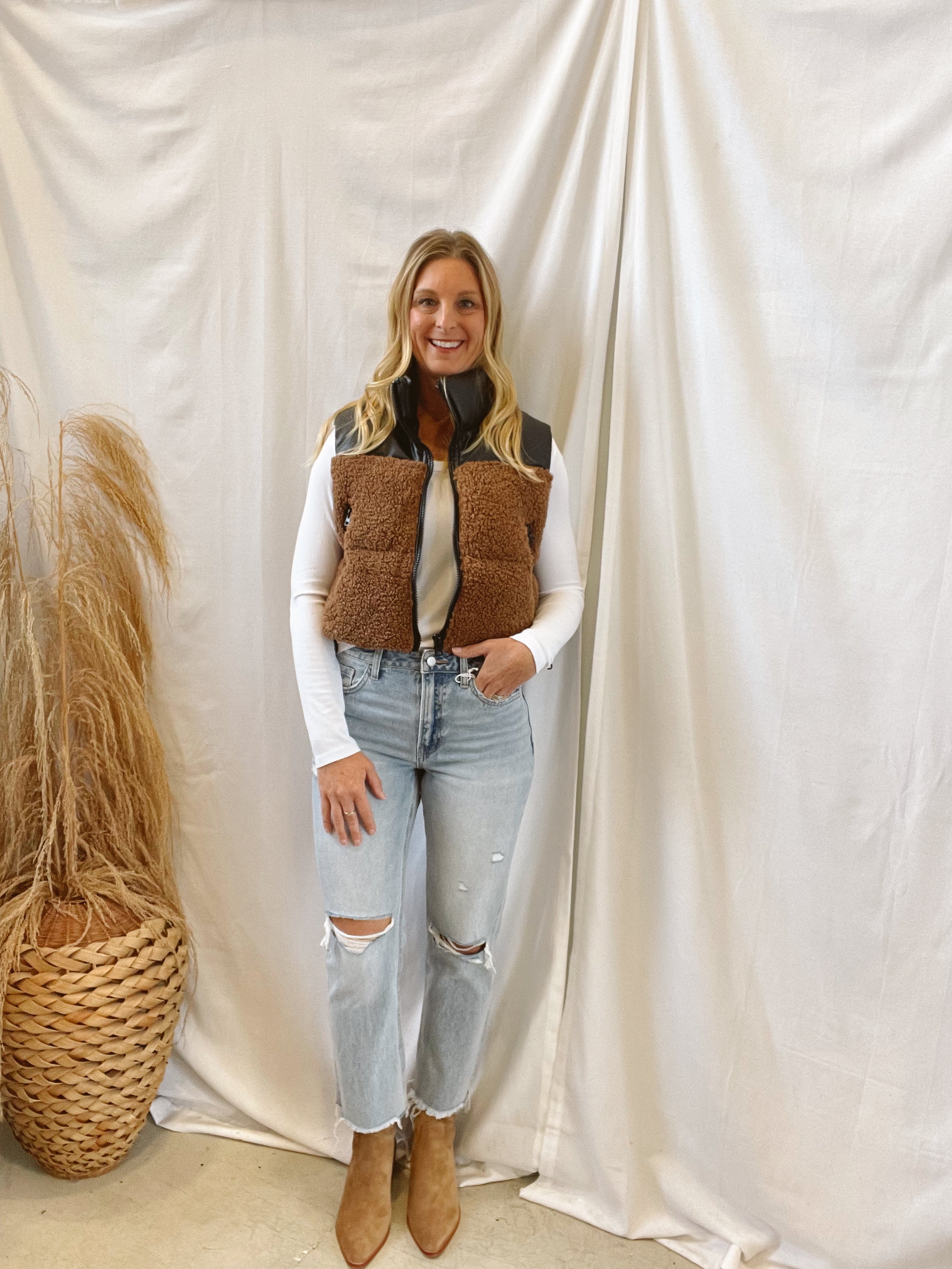 Toast Sherpa Mix Vest-Vests-hyfve-The Silo Boutique, Women's Fashion Boutique Located in Warren and Grand Forks North Dakota