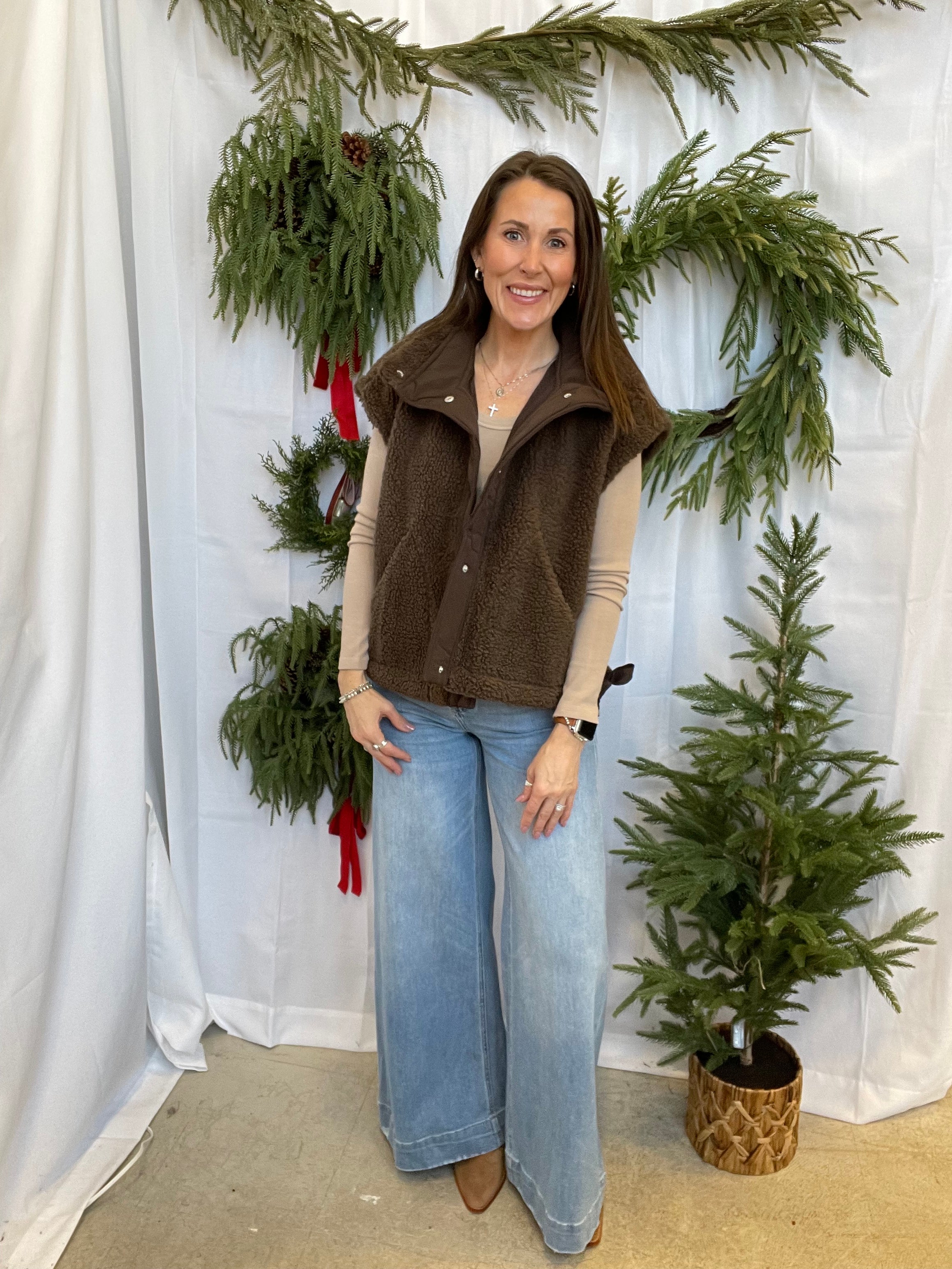 So Cozy Sherpa Vest-Brown-Vests-hyfve-The Silo Boutique, Women's Fashion Boutique Located in Warren and Grand Forks North Dakota