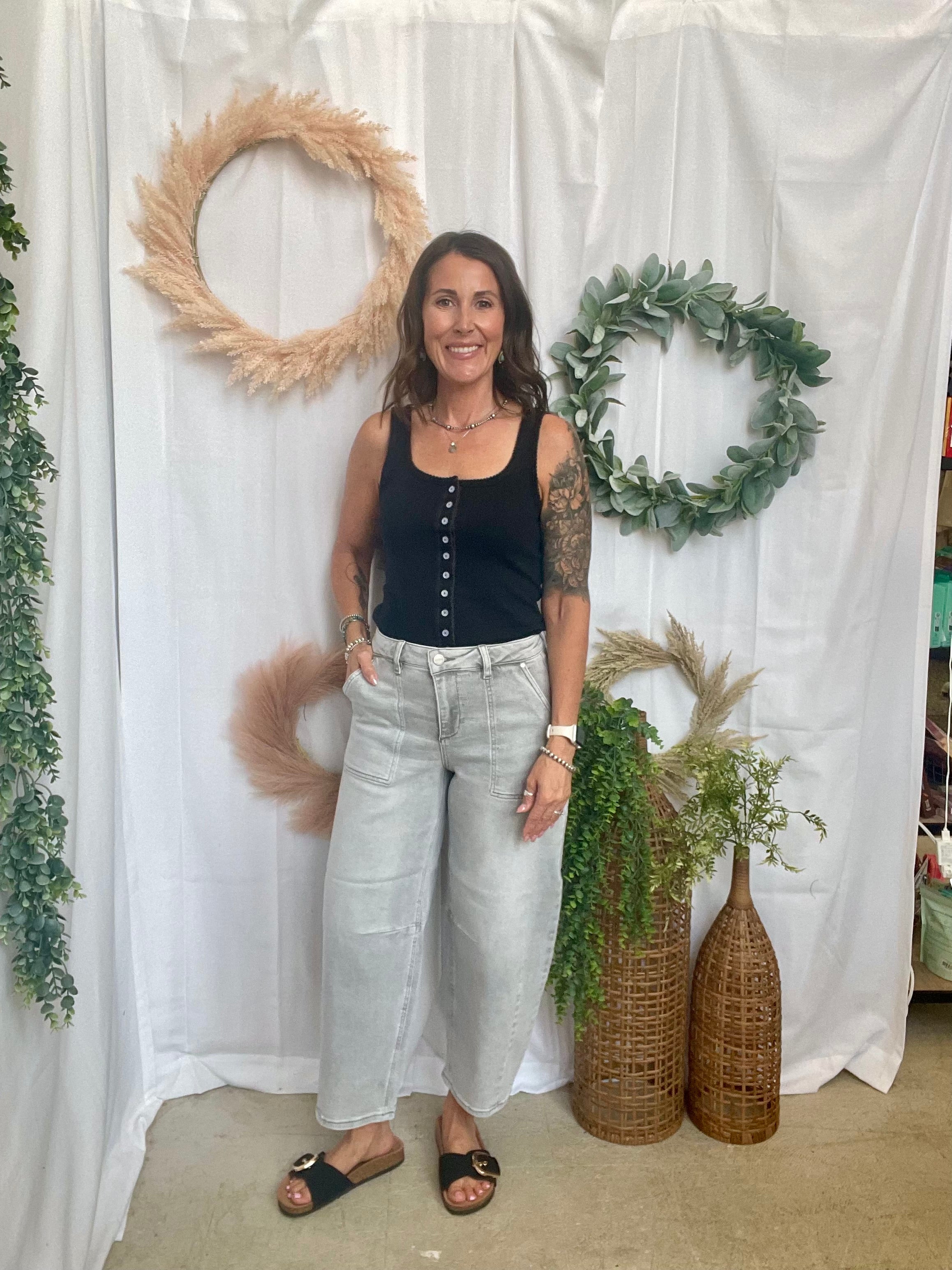 Risen Grey Wash Slouchy Jeans-Jeans-risen-The Silo Boutique, Women's Fashion Boutique Located in Warren and Grand Forks North Dakota