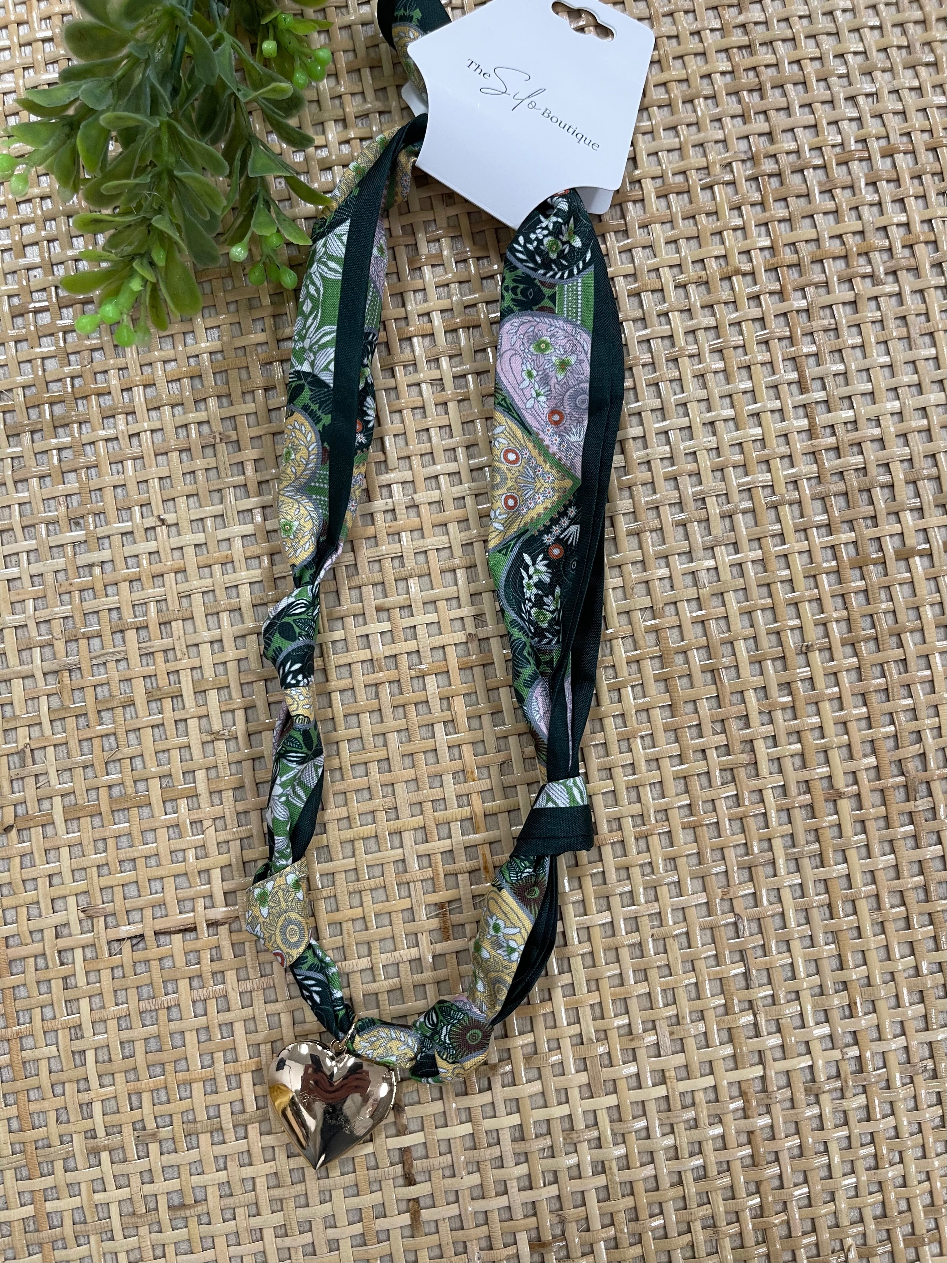 Scarf Necklace-Heart Locket-Necklaces-joss-The Silo Boutique, Women's Fashion Boutique Located in Warren and Grand Forks North Dakota