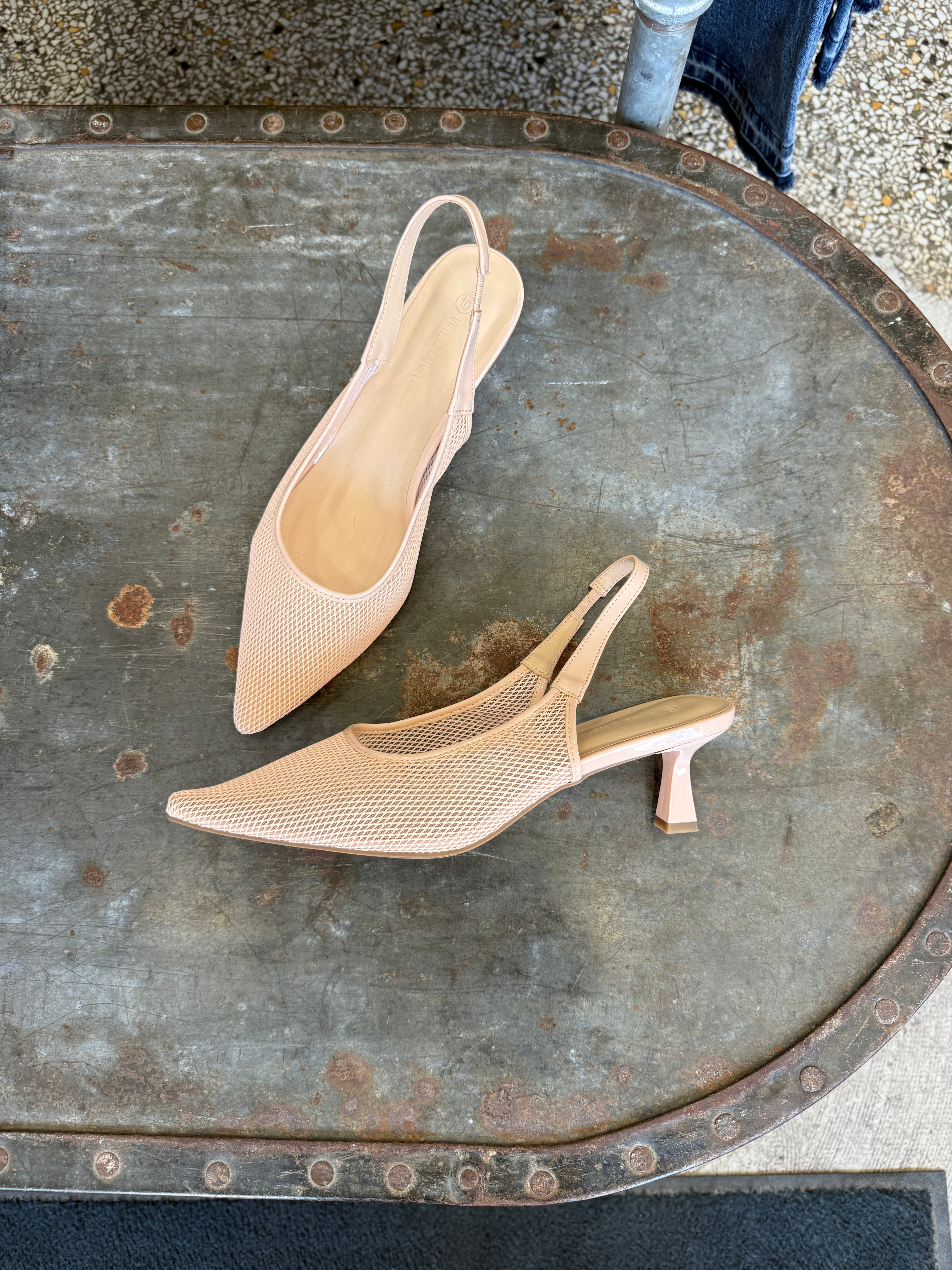 Nude Mesh Kitten Heel-Final Sale-Heels-ccocci-The Silo Boutique, Women's Fashion Boutique Located in Warren and Grand Forks North Dakota
