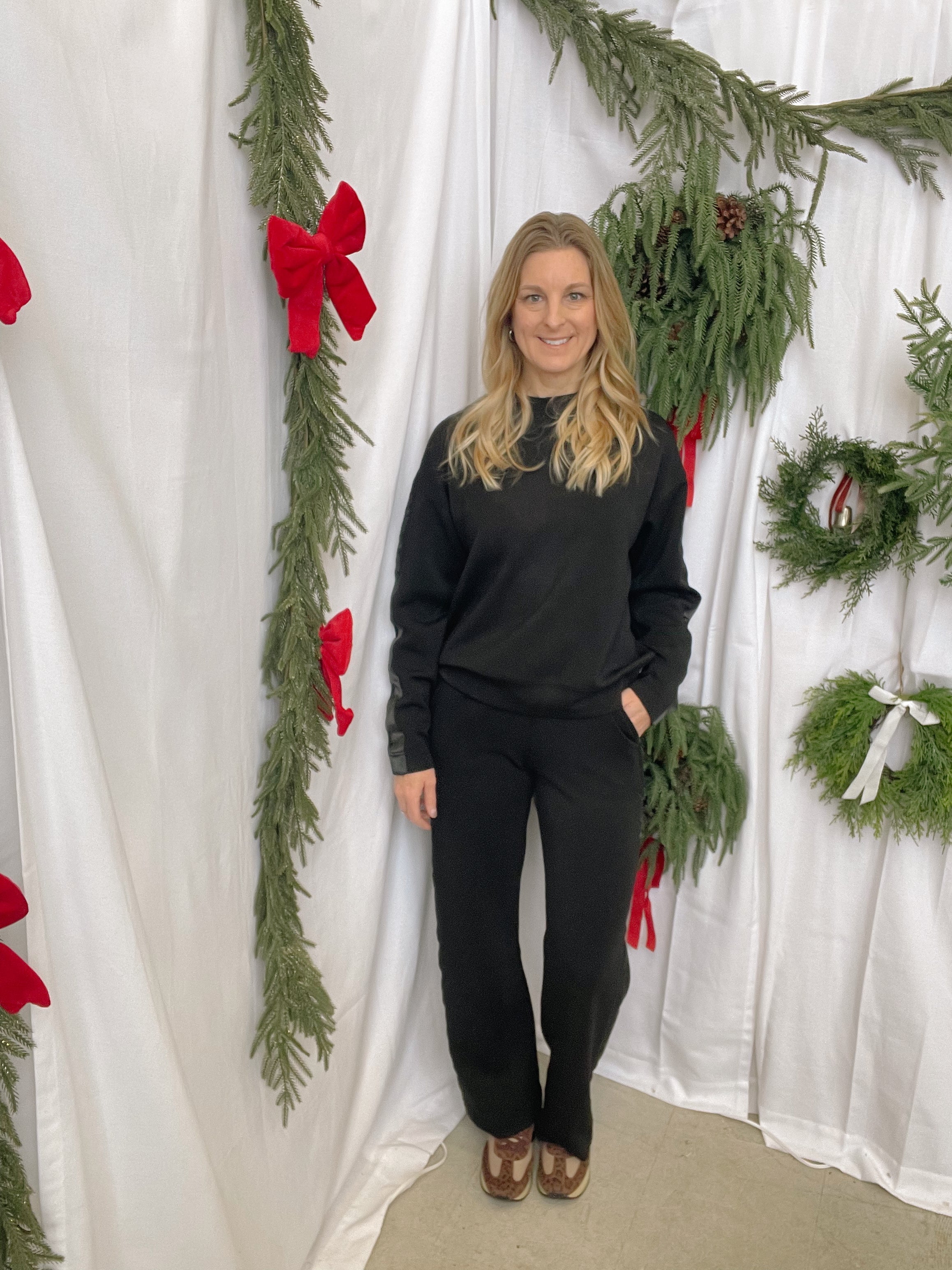 Black Scuba Satin Sweatpants-sweatpants-rae mode-The Silo Boutique, Women's Fashion Boutique Located in Warren and Grand Forks North Dakota