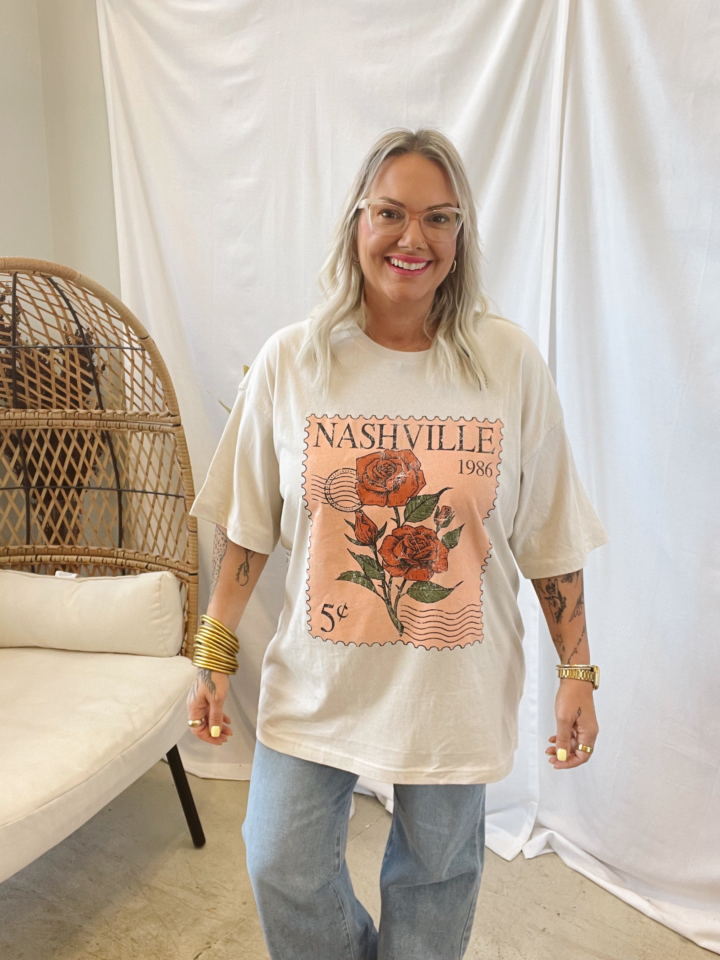 Nashville Postage Stamp Graphic Tee-Final Sale-Graphic Tees-zutter-The Silo Boutique, Women's Fashion Boutique Located in Warren and Grand Forks North Dakota