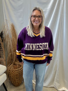 Minnesota Purple and Yellow Sweater-Sweaters-tea and Rose-The Silo Boutique, Women's Fashion Boutique Located in Warren and Grand Forks North Dakota