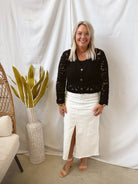 Black Crochet Knit Cardigan Top-Final Sale-Long Sleeve Tops-mystree-The Silo Boutique, Women's Fashion Boutique Located in Warren and Grand Forks North Dakota