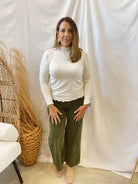 Lettuce Mock Neck Top-Ivory-Long Sleeve Tops-stacatto-The Silo Boutique, Women's Fashion Boutique Located in Warren and Grand Forks North Dakota