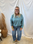 Caramel Teal Contrast Sweatshirt-Sweatshirts-hem and thread-The Silo Boutique, Women's Fashion Boutique Located in Warren and Grand Forks North Dakota