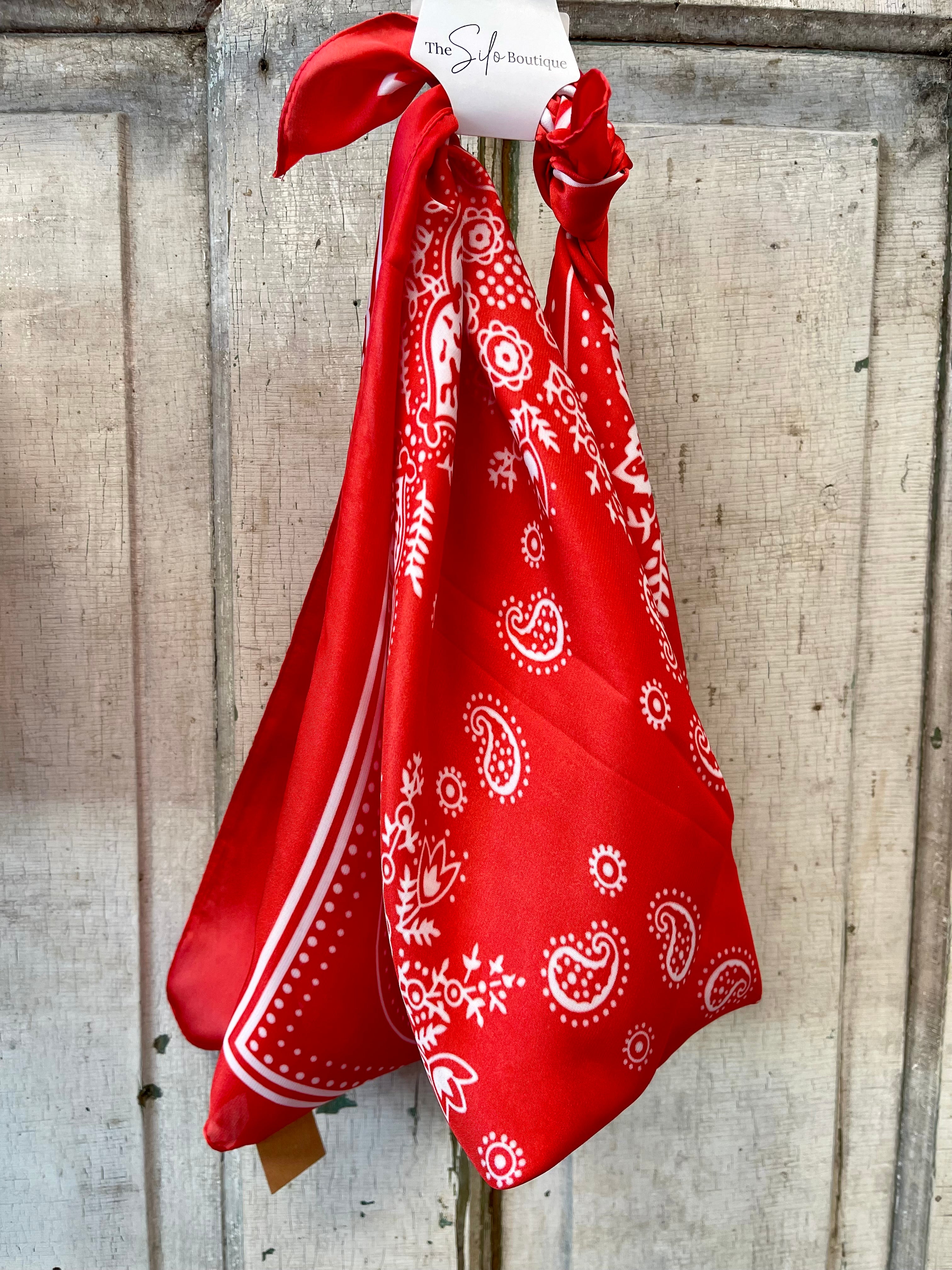 Paisley Bandana Satin Scarf-Final Sale-Scarves-leto-The Silo Boutique, Women's Fashion Boutique Located in Warren and Grand Forks North Dakota