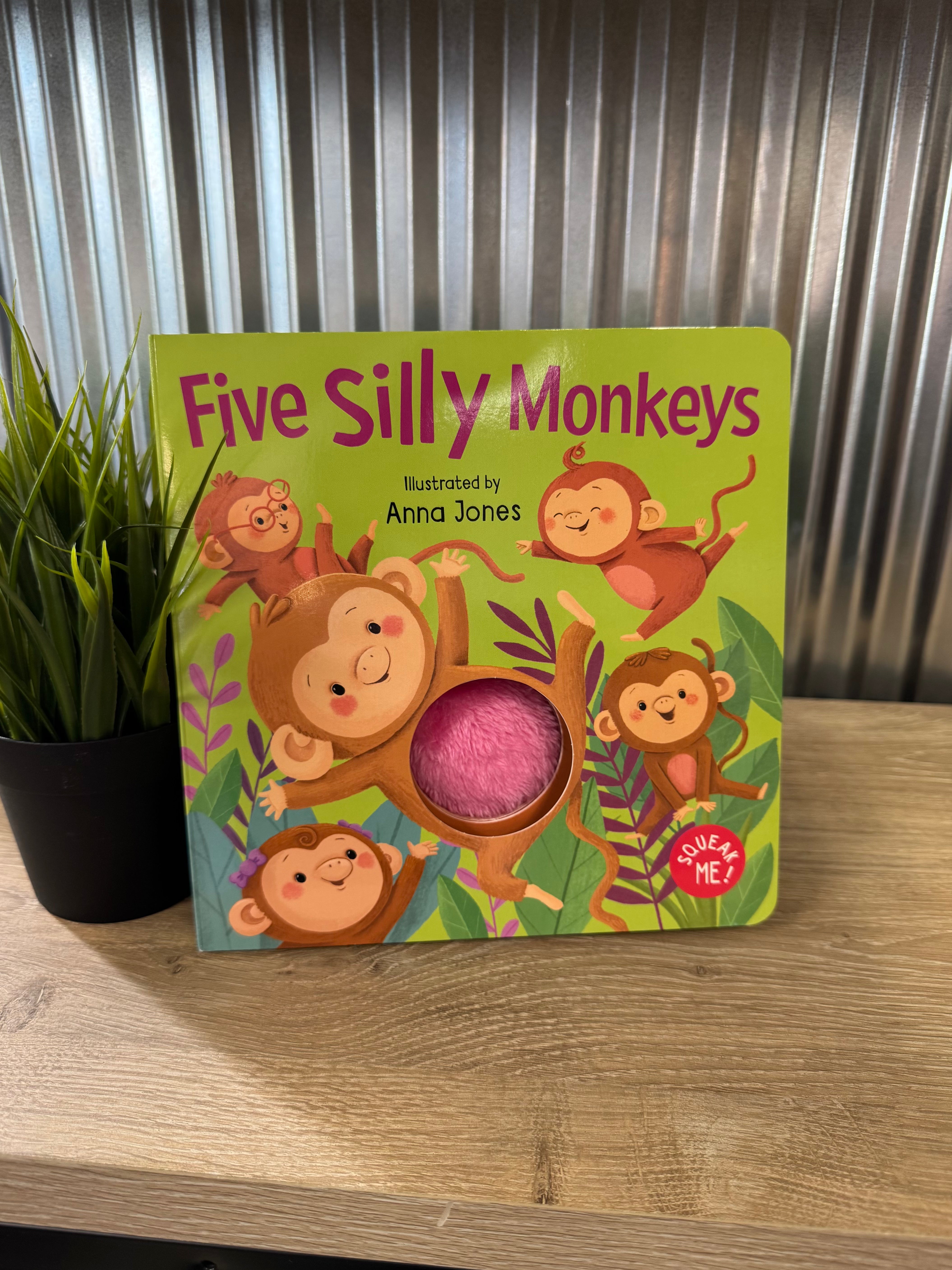 Five Silly Monkeys Squeak Book-Books-Simon-The Silo Boutique, Women's Fashion Boutique Located in Warren and Grand Forks North Dakota