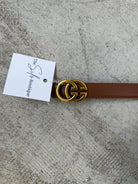 Dual Golden Belt-Brown-Belts-Leto-The Silo Boutique, Women's Fashion Boutique Located in Warren and Grand Forks North Dakota