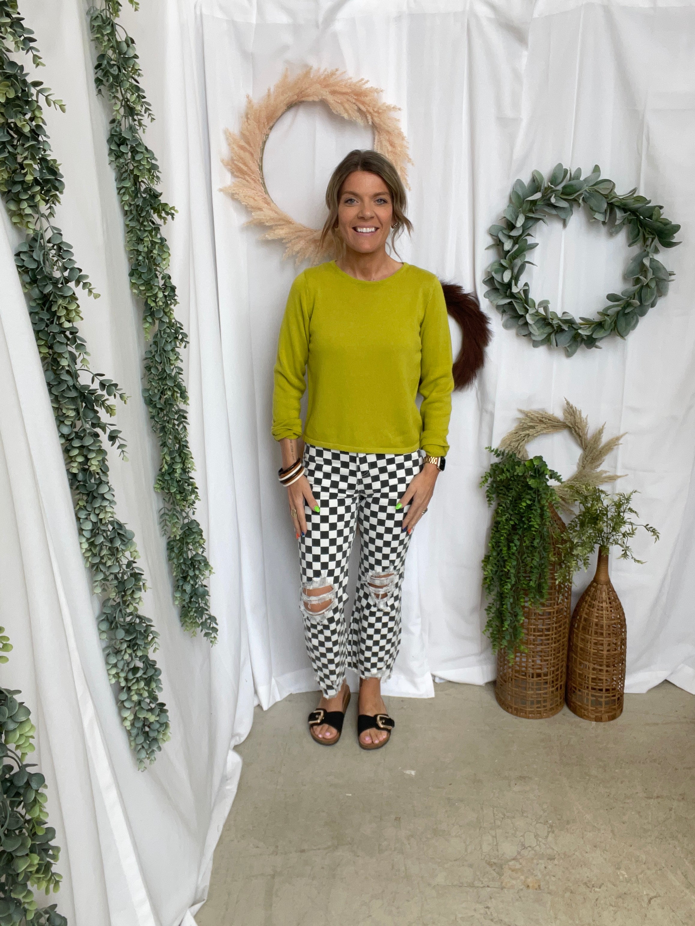 Crew Neck Knit Sweater-Lime-Sweaters-wishlist-The Silo Boutique, Women's Fashion Boutique Located in Warren and Grand Forks North Dakota