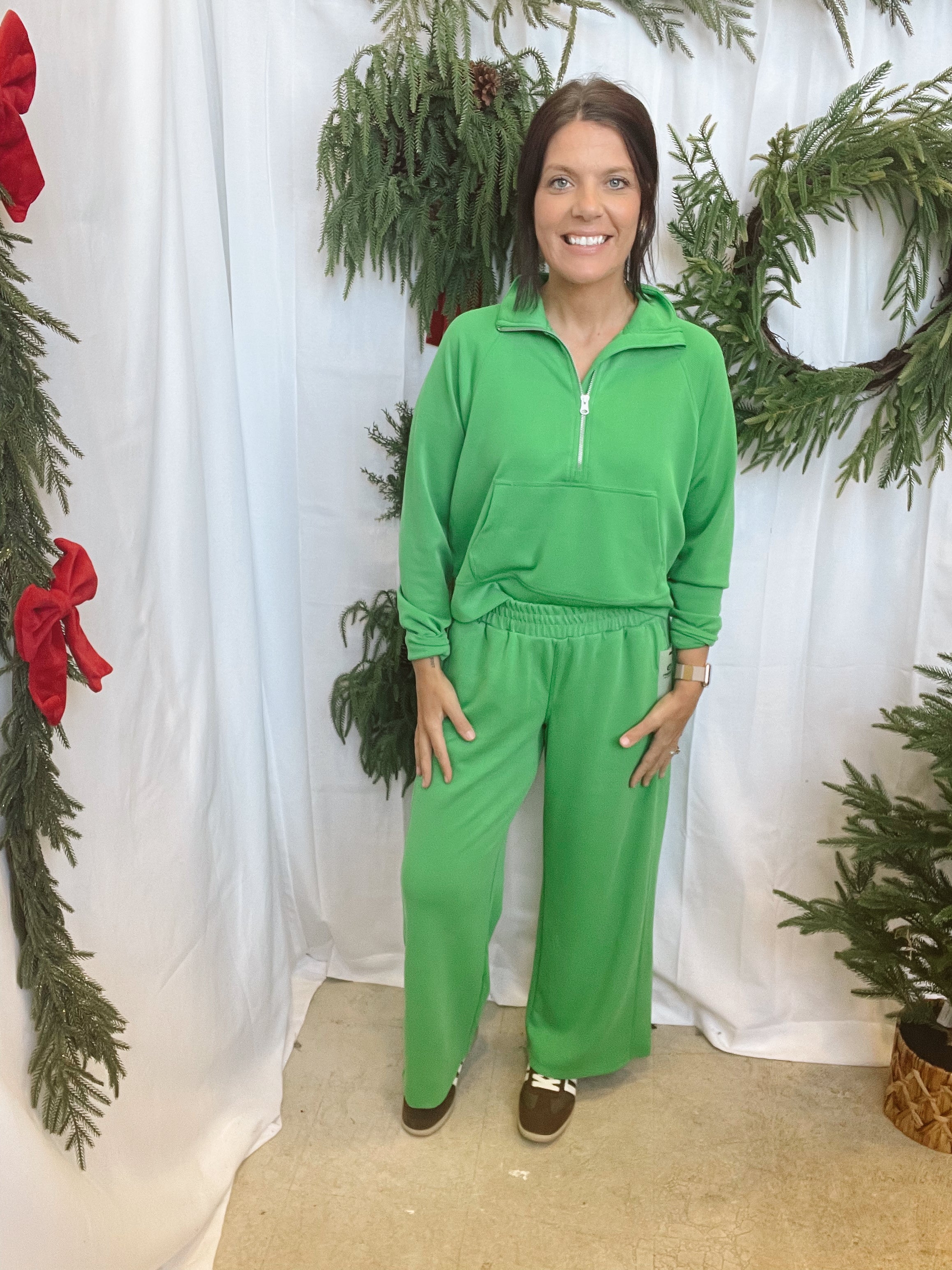 Mono B Luxe Pants-Green Pop-Sweatshirts-mono b-The Silo Boutique, Women's Fashion Boutique Located in Warren and Grand Forks North Dakota