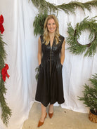 Black Leather Zip Up Dress-Dresses-fate-The Silo Boutique, Women's Fashion Boutique Located in Warren and Grand Forks North Dakota